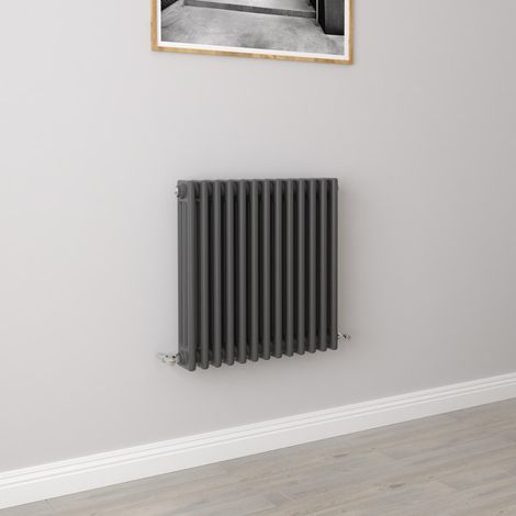 AICA Traditional Radiator Central Heating Cast Iron Style 3 Column Horizontal 600x605mm Anthracite