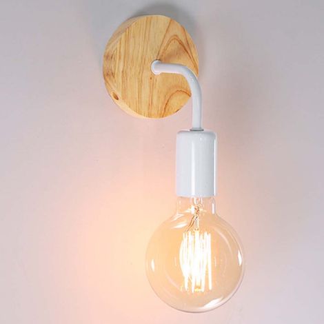 Nordic Style Wooden Wall Lamps for Home Decor, Retro Bedside Wall Sconce, E27, AC85-265VY007 (1/4)