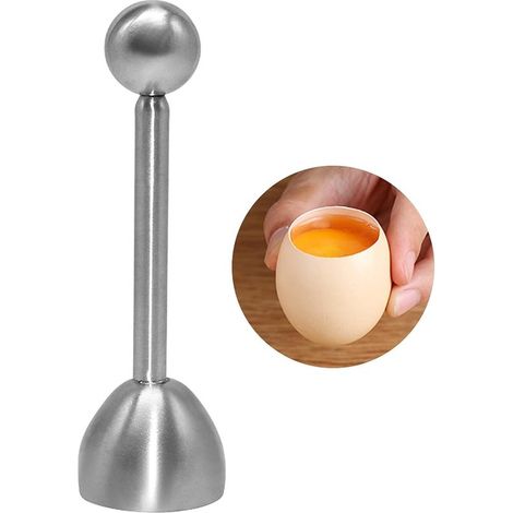 Cortador de cáscaras de huevo, Acero inoxidable 304, Abre, cáscaras de huevo, Cortador de huevos, Rebanador de huevos, Huevos, Color plata (1/5)
