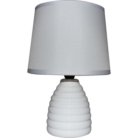 King Home WEISSE TISCHLAMPE Keramik runder Sockel 15x26,5h cm (1/4)