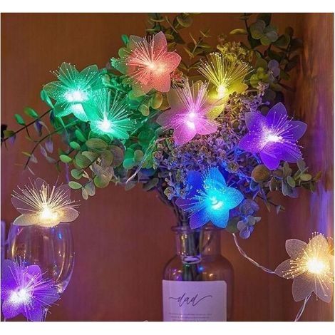 Guirlande Lumineuse de Fleur à Fibre Optique Solaire à LED 5M 20 Lumières Cour Mariage Lumières Décoratives Extérieures Arrangement de Festival Lumières Ambiantes-Couleur (1/3)