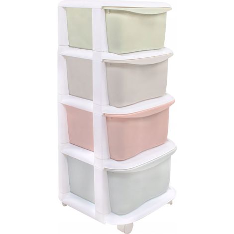 Scaffale ARMADIO PER GIOCATTOLI CONTENITORE IN PLASTICA SU RUOTE 4 CASSETTI ORGANIZER (1/5)