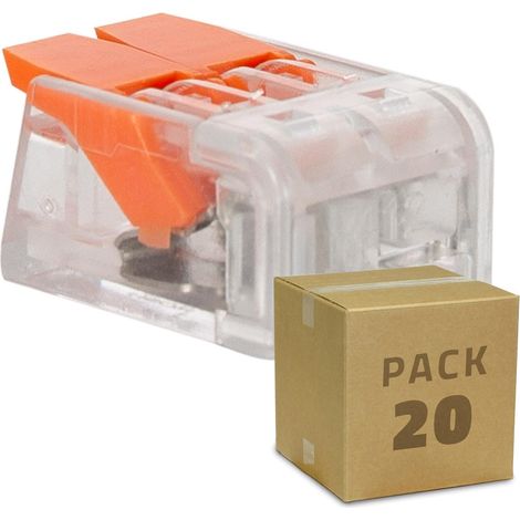 Pack 20 Conectores Rápidos 2 Entradas para Cable Eléctrico 0.08-4 mm² Naranja (1/4)