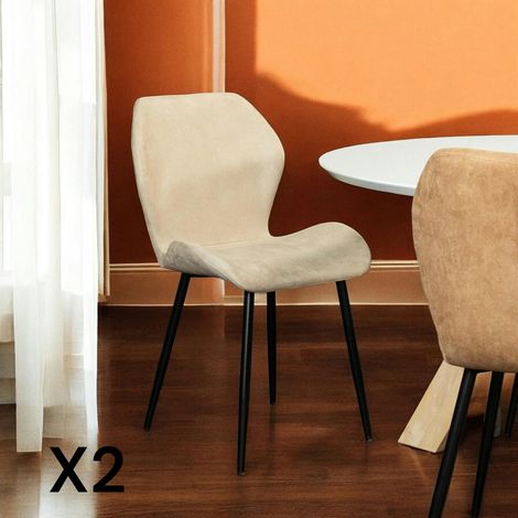 Chaise de salle à manger beige crème (lot de 2) HAWAI (1/5)