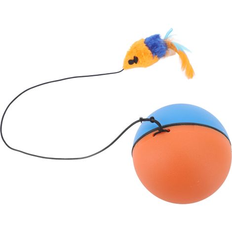 Automatischer Katzenball mit weichem Federanhänger, intelligentem Sensor und automatischer Rotation, blau-orange. (1/5)