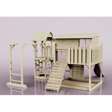 Polarplay Spielturm Malin aus Holz in RosaBabyschaukel (1/4)