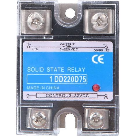 Halbleiterrelais DC DC SSR Eingang 3-32VDC Last 5-220VDC Steuerrelais (75A)