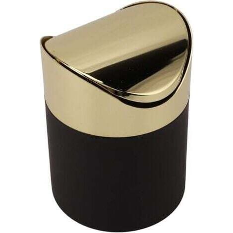 Tisch-Mülleimer, Mini-Mülleimer aus Edelstahl mit goldenem Deckel, Mülleimer für Zuhause und Büro, Papierkorb für Bad, Küche, Büro, Auto