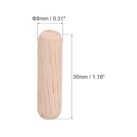 Wooden Dowels 8x30mm Beveled Ends Channeled Dried Wood Dowels Hard For Furniture Shelves Work (1/4)