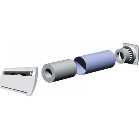 Unelvent – Entrée d'air acoustique auto-réglable 22 m3/h – Traversée de mur pour isolation extérieure – Diamètre 125mm – VMC murale
