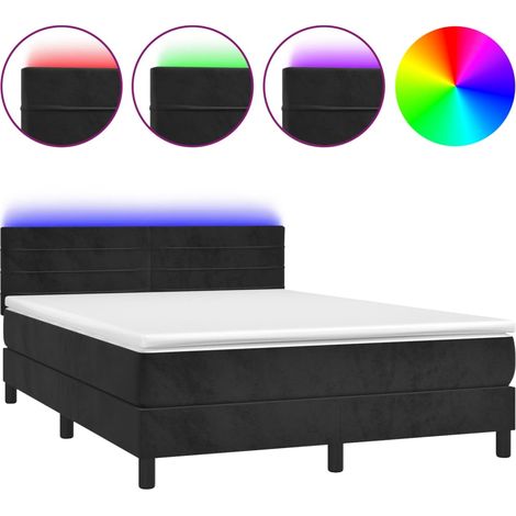 Maison Exclusive - Boxspringbett mit Matratze & LED Schwarz 140x1