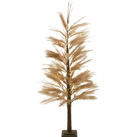 Artificial Christmas Tree Beige Synthetic Material 190 cm LED Lights Outdoor & Indoor Modern Style Holiday Decor HAUGANES