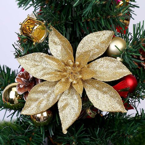 Fleurs Simulées - Décorations Arbre De Noël - 10 Pièces - En Plastique - Pour Fêtes Familiales Et Réveillons (1/5)