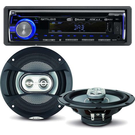 Pack sono voiture Autoradio Muse M-1229 DAB 160 Watts + 2 haut parleurs 16,5m 120W