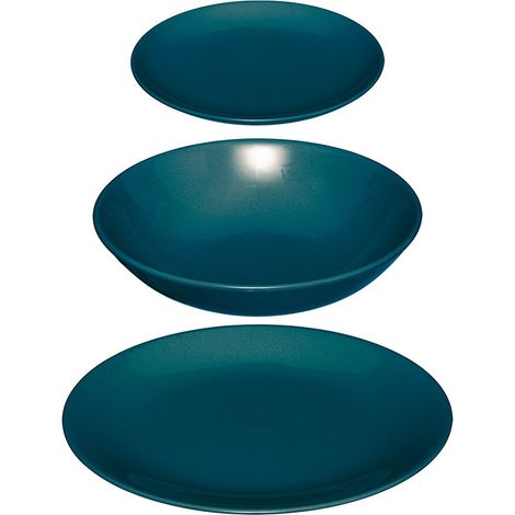Ensemble de vaisselle bleue 18 pièces – Assiettes plates ø26 cm, ø21 cm, ø20 cm – Résistant et durable – Compatible lave-vaisselle et micro-ondes – Secret De Gourmet (1/2)