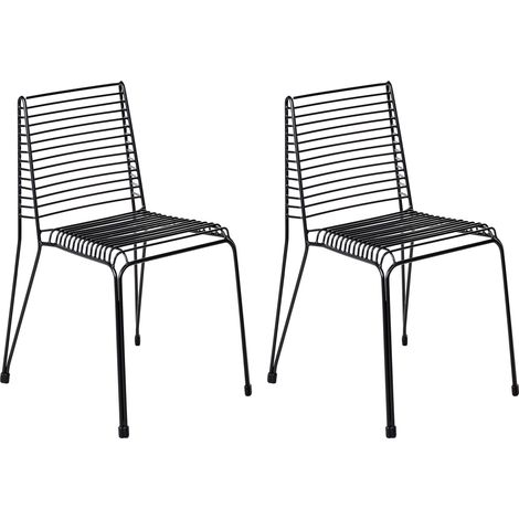 Conjunto de 2 sillas de jardín de metal apilables para exteriores negro Chieve