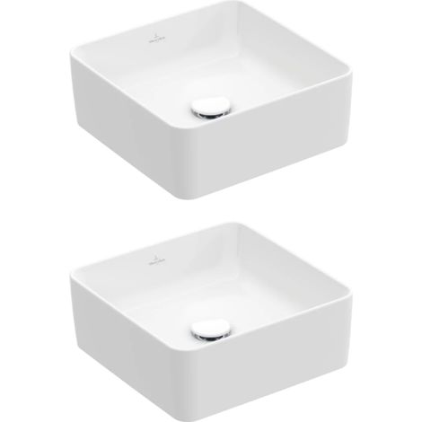 Conjunto de dos lavabos sobre encimera cuadrados VILLEROY ET BOCH Collaro Blanco CeramicPlus
