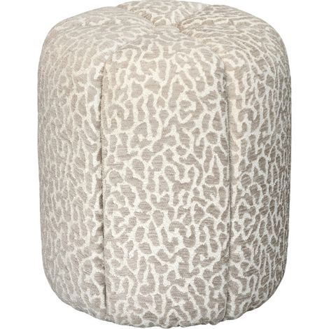 Pouf en tissu imprimé léopard ø 38cm - Beige - Flower
