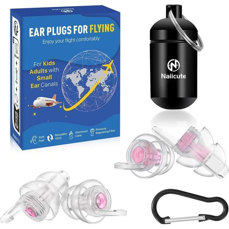 Ohrstöpsel Flugzeug mit Druckausgleich, 2 Größen, 25dB Lärmschutz, Rosa (1/5)