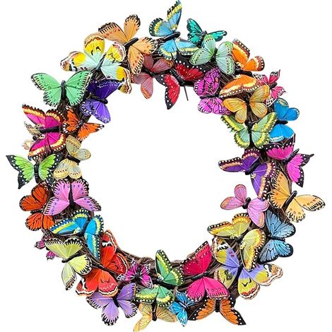 Guirlande De Printemps - Guirlande Murale Papillon En Vigne - Décor Porte D'Entrée Intérieur Extérieur - 40 x 40 cm (1/3)