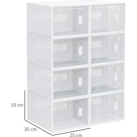Système d'étagères modulaires à 8 compartiments, étagère enfichable, 25 cm x 35 cm x 19 cm, transparent (1/5)