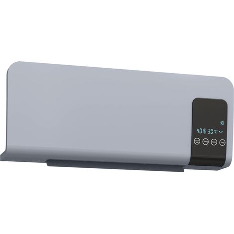 HOMCOM calefactor eléctrico consumo bajo de pared, 1000W/2000W, calefactor de baño con pantalla LED, mando a distancia, termostato, temporizador, gris (1/5)