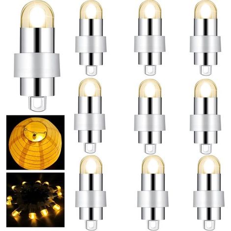 Lot de 10 lampes LED ballons – Blanc chaud – Lanternes – Défilé – Décoration d’extérieur (1/5)