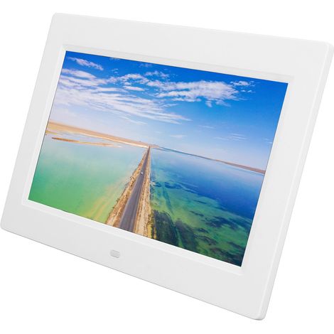Cadre photo numérique 10 pouces HD 1024x600 LED avec télécommande, blanc, prise UE 100-240 V (1/4)