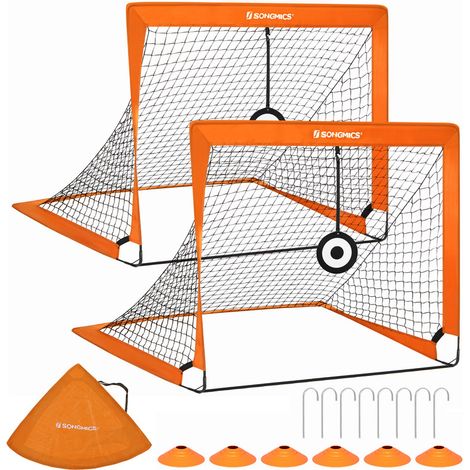 Cage de Football pour Enfant, Lot de 2, Filet de Football Portable et Pliable, pour Jardin, Parc, Plage, Tubes en Fibre de Verre (1/5)