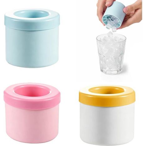 3 Pièces Bac à Glaçons Silicone, Moules à Glaçons, avec Couvercle Amovible, Seau à Glace Reutilisable, pour Cocktails, Café (1/5)