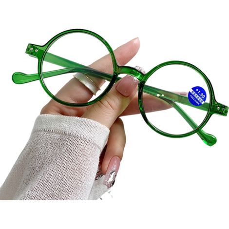 1 paire lunettes de lecture anti-lumière bleue, verres HD, forme ronde, pour adultes et seniors (1/5)