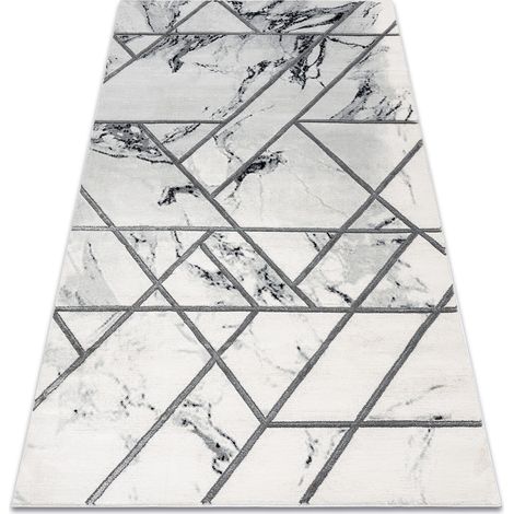 Exklusiv EMERALD Teppich 0085 glamour, stilvoll Marmor, geometrisch weiß / silber grey 280x370 cm