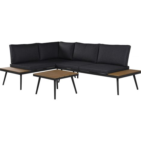 Gartenmöbel Ecksofa mit Holzimitatdekor "Mira" - 4 Sitzplätze - Grau