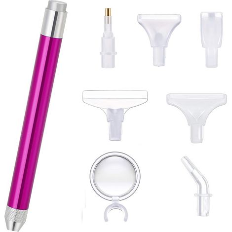 Stylo de broderie diamanté éclairé LED avec loupe, accessoires de broderie diamanté, rose rouge (1/5)