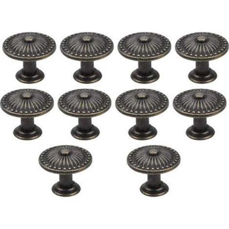 Lntyq Lot de 10 poignées de porte de tiroir en bronze vintage, bouton de meuble 25 mm, boutons de tiroir ronds, boutons de porte en laiton, poignées de meubles pour armoire, cuisine, chambre d'enfant (1/4)