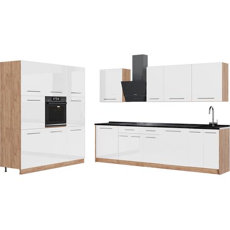 Cucina componibile Fame-Line, Bianco lucido/Rovere dorato, 460 cm, PL Antracite, Vicco (1/5)