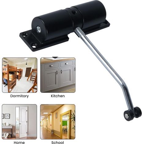 Ferme Porte Automatique Silencieux Sans Poinçon pour Portes de 40 kg, Ferme-Porte Ressort Réglable avec Tige de Réglage, Plaque de Montage et Vis, Facile à Installer, pour le Bureau à Domicile (1/5)