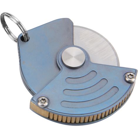Mini-Taschenmesser mit Griff aus Titanlegierung, Edelstahl, münzförmiges Halsmesser zum Aufhängen, blau (1/5)