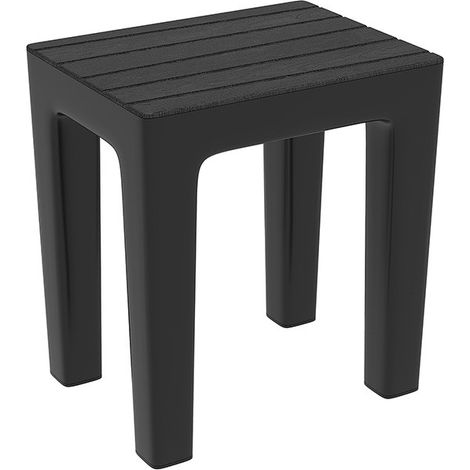 Sgabello bagno e casa in plastica effetto legno Colore nero 38x29x41,5 cm Feridras Linea Woody