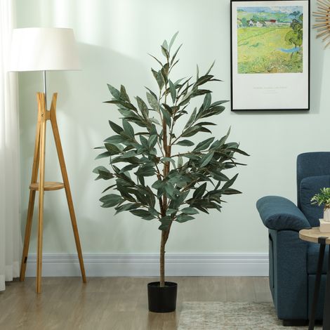 Albero di alloro artificiale da 150 cm, decorazione per casa, ufficio, balcone, camera da letto, colore verde.