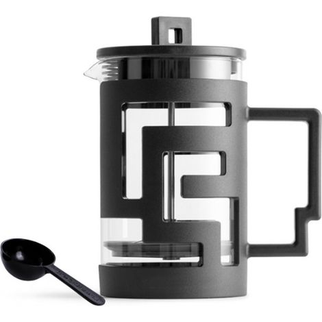 Cafetière à piston en verre noir 350 ml, motif coquillage labyrinthe (1/5)