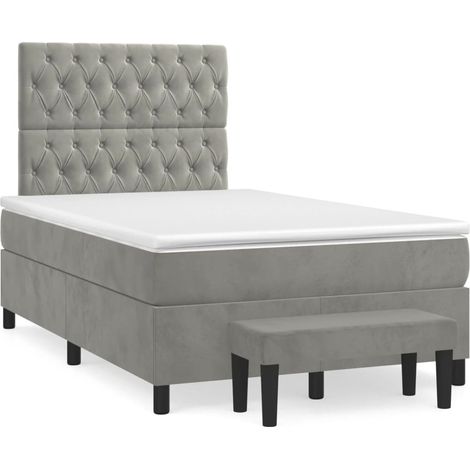Maison Exclusive - Cama box spring con colchón terciopelo gris cl (1/5)