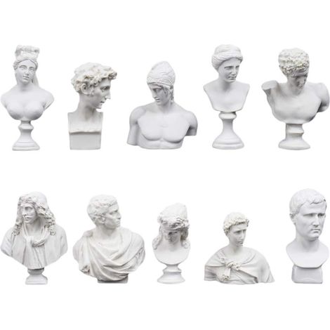 10 Pièces Bustes Grecs en Résine: Mini Figurine De Mythologie Grecque, Petite Statue De Grec, Buste De Renommée Mondiale pour La Décoration De Votre Maison Ou De Votre Bureau (1/5)