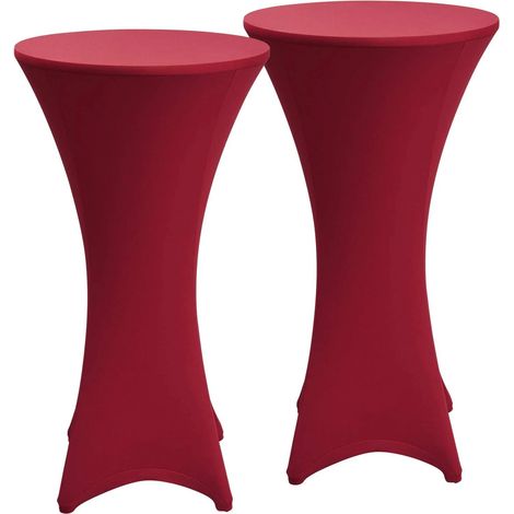 Stretch Housse pour table haute de bistrot, Ø60cm, Bordeaux, set de 2 pièces