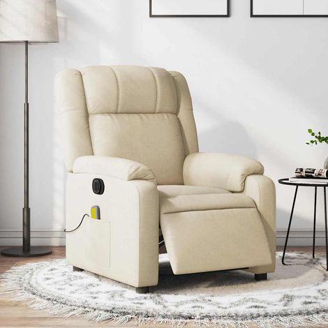 Fauteuil inclinable de massage électrique-Chaise de relaxation-Fauteuil Relax crème tissu 273839 (1/5)