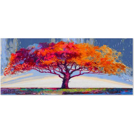 Lupia - Quadro Moderno PICTURES Blue Oak su Tela, Stampa Materica a Rilievo, Decorazione Artistica Artigianale, Telaio Ecologico, Adatto per Casa e Ufficio, Cotone, 52x122 cm (1/4)