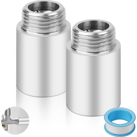 Lot de 2 Pièces Rallonge Robinet en Acier Inoxydable Dimension G1/2" x 40mm Raccord Fileté Rallonge de Robinet, Rallonge Colonne de Douche pour Robinet de Cuisine, Salle de Bain (1/5)
