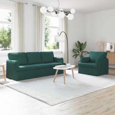 Sofa Set 2 pcs Dunkelgrün 201 x 80 x 85 cm Stoff