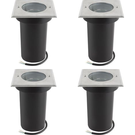 Spot Exterieur encastrable orientable pour GU10, IP67 étanche LED Spot Terrasse Extérieur Spot de sol et praticable pour l’extérieur, 230V lampe de sol pour Pelouse, Cour, Ø11x12cm, Carré (1/5)