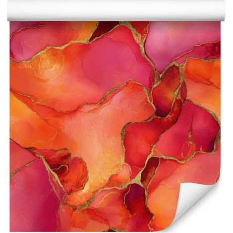 Papier peint rouge encre, pêche et corail 50x1000 cm (1/5)